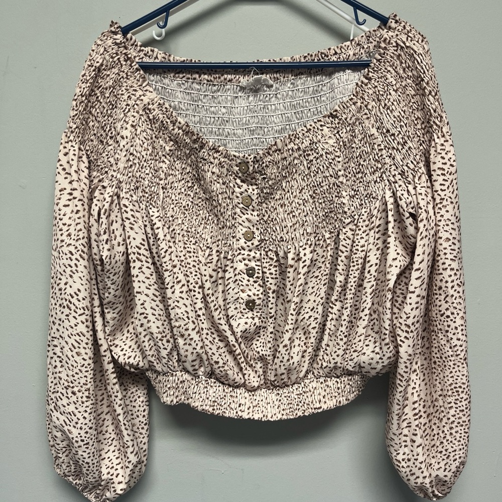 Newbury Kustom Speckled Cream and Brown Blouse